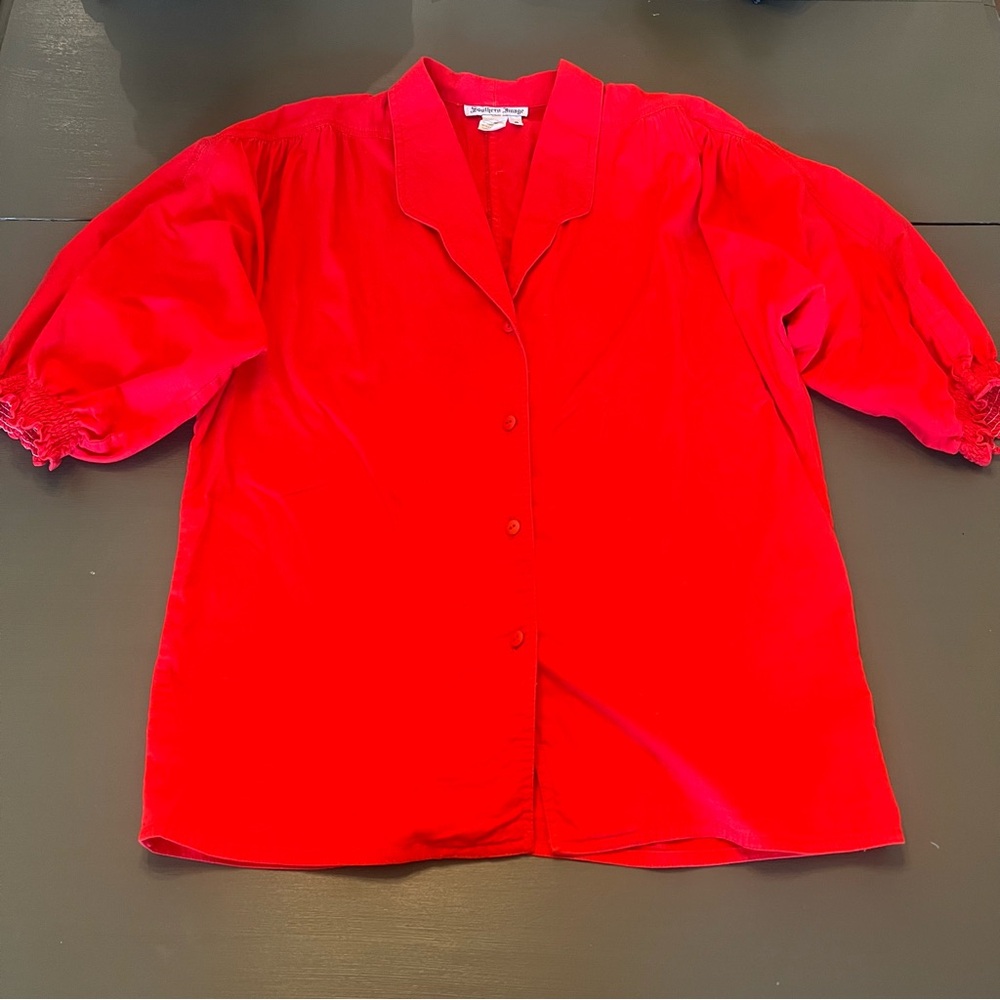 Bright Red Women's Button-Front Top